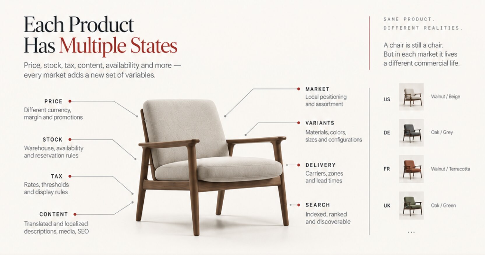 Each product exists in multiple states across markets