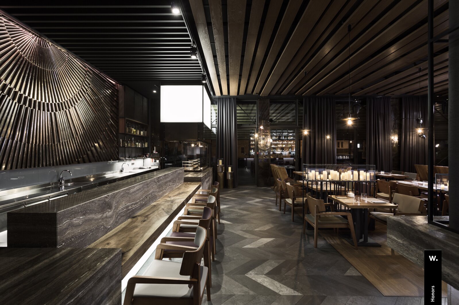 Studying a restaurant interior in person, offline research