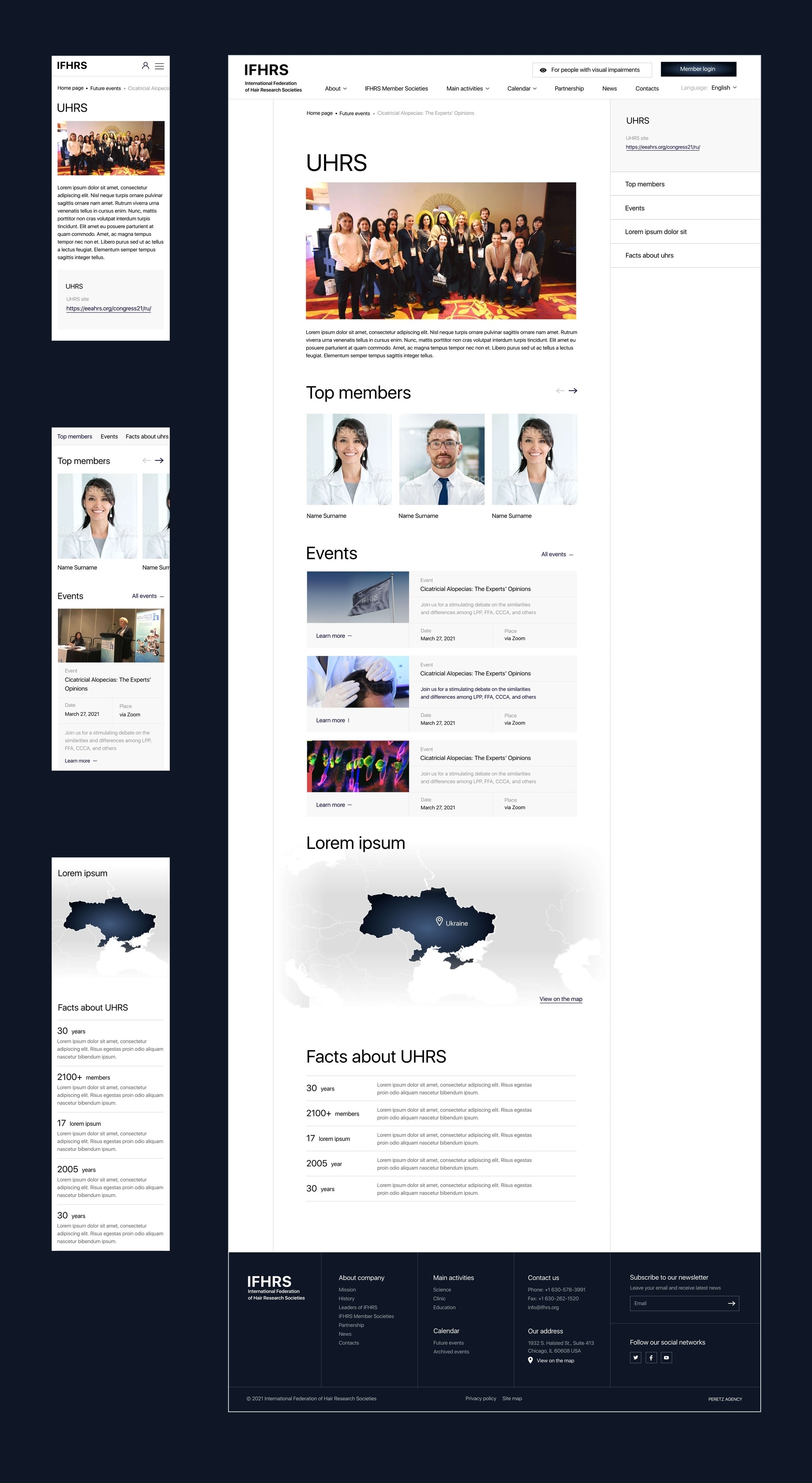 IFHRS member society page for UHRS with top members, events and facts